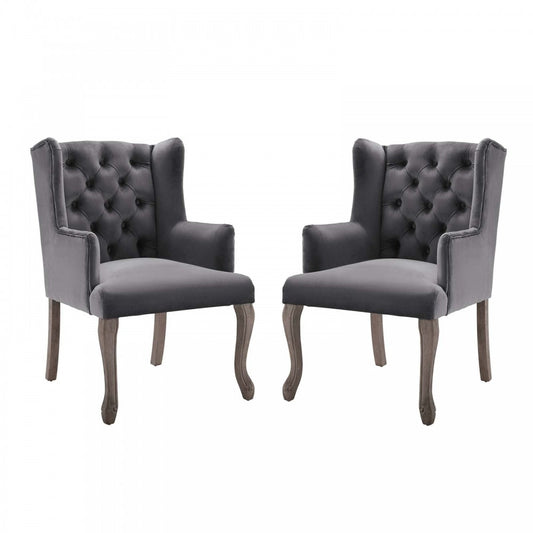 Realm Armchair Performance Velvet Set of 2, Gray