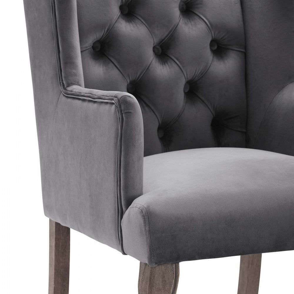 Realm Armchair Performance Velvet Set of 2, Gray