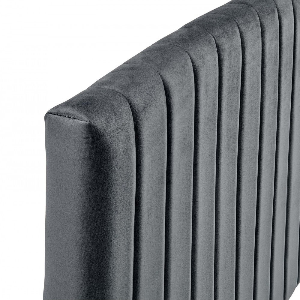 Rebecca Performance Velvet Full / Queen Headboard, Charcoal