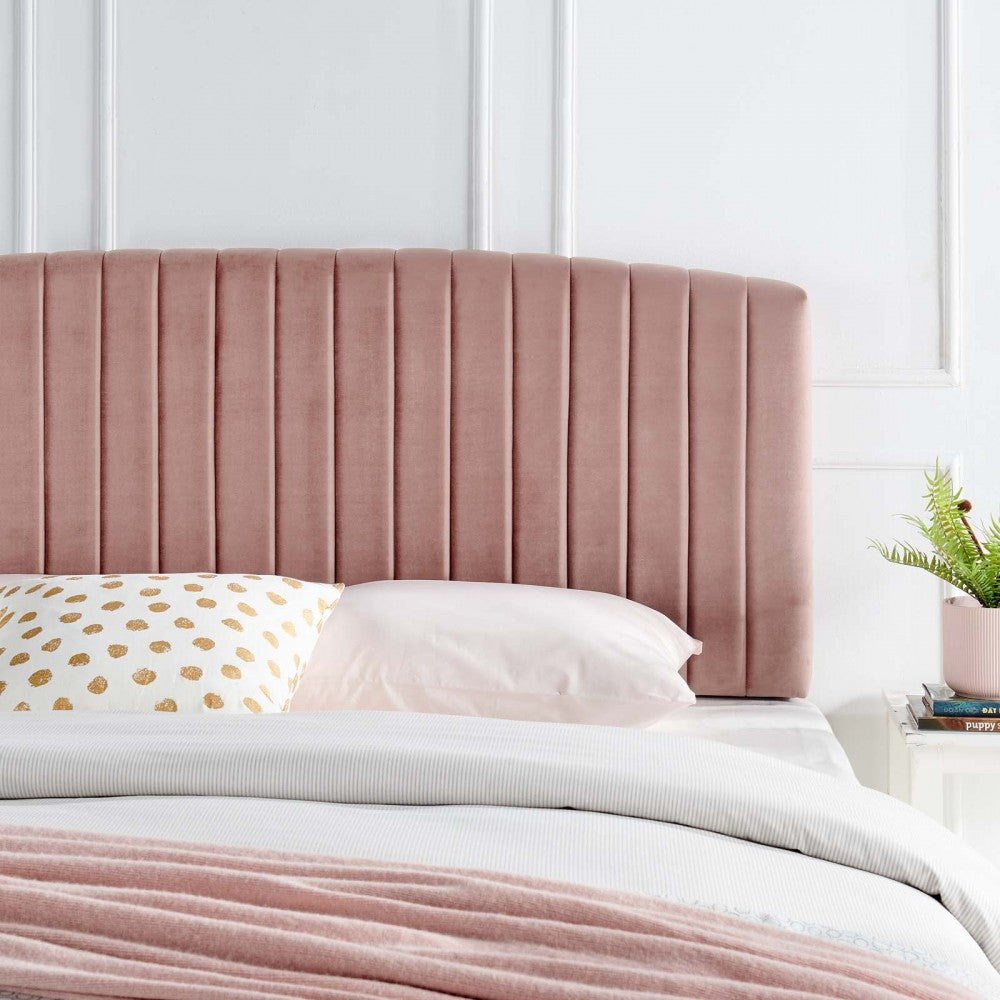 Rebecca Performance Velvet Twin Headboard, Dusty Rose