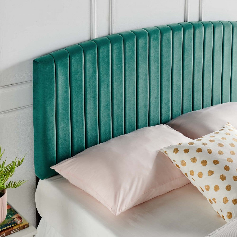 Rebecca Performance Velvet Twin Headboard, Teal