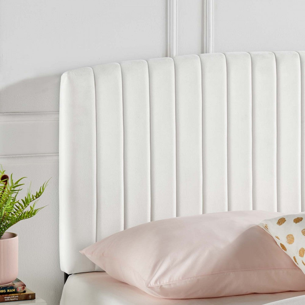 Rebecca Performance Velvet Twin Headboard, White