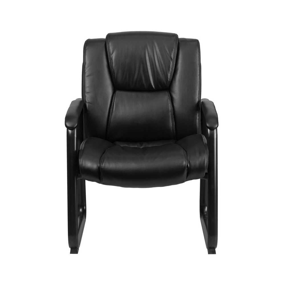 Reception Chairs | Black LeatherSoft Side Chairs for Reception and Office