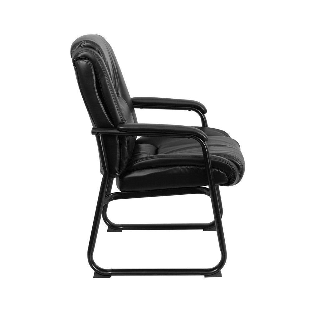 Reception Chairs | Black LeatherSoft Side Chairs for Reception and Office