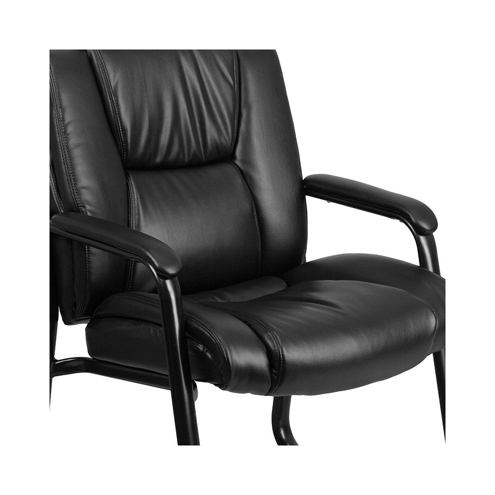 Reception Chairs | Black LeatherSoft Side Chairs for Reception and Office