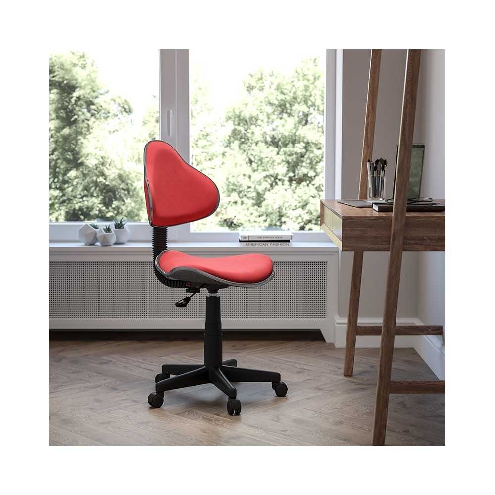 Red Fabric Swivel Ergonomic Task Office Chair
