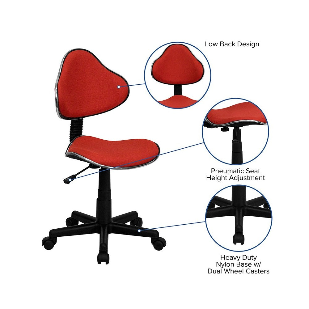 Red Fabric Swivel Ergonomic Task Office Chair