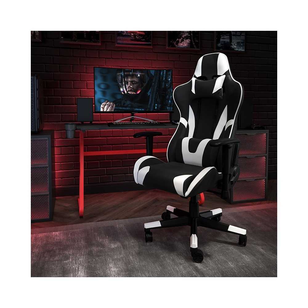 Red Gaming Desk and Black Reclining Gaming Chair Set with Cup Holder and Headphone Hook