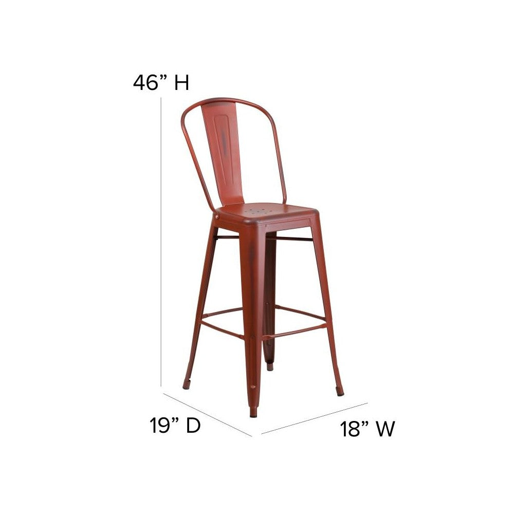 Red Metal Stool-Red Seat