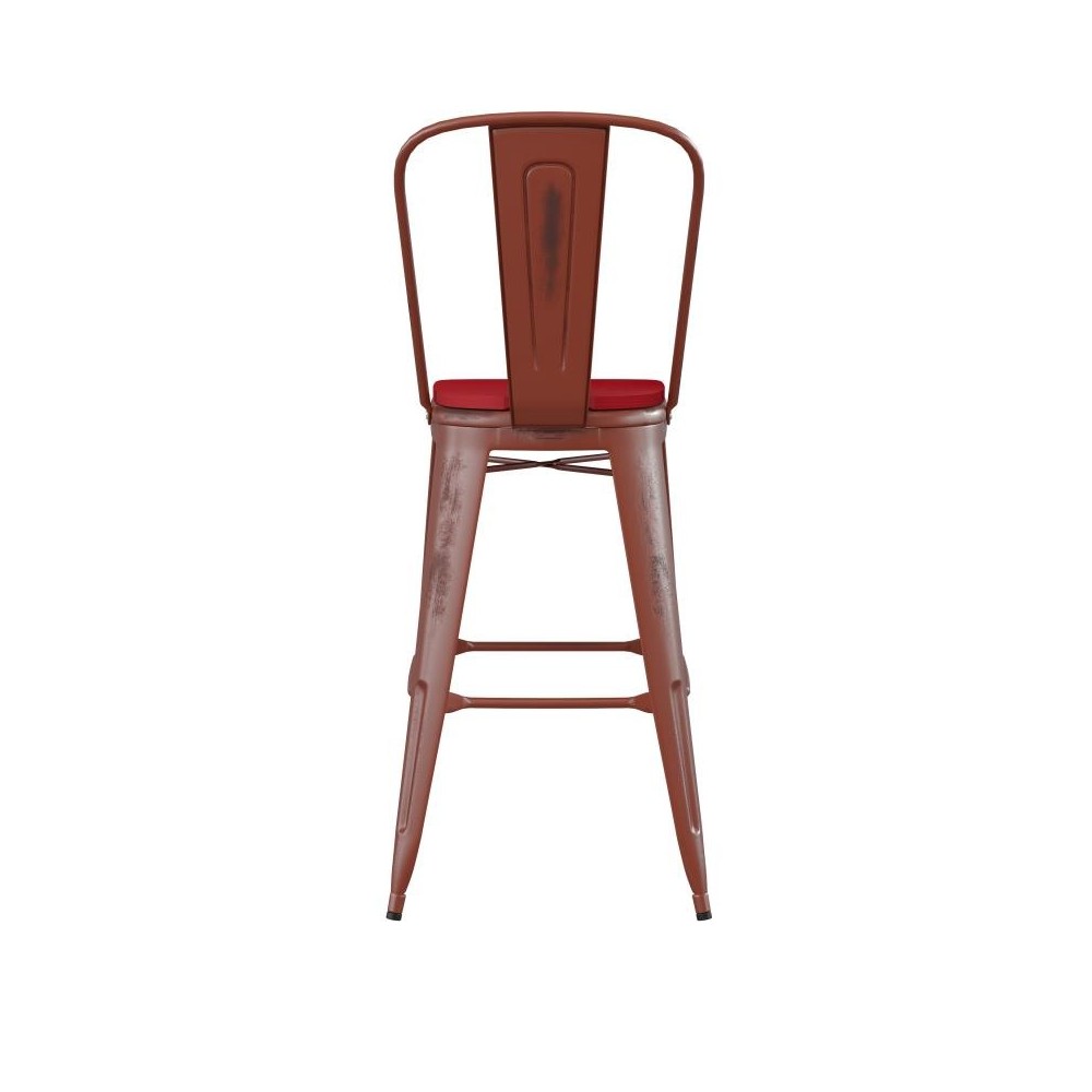 Red Metal Stool-Red Seat