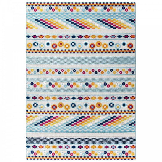 Reflect Cadhla Vintage Abstract Geometric Lattice 8x10 Indoor and Outdoor Area Rug, Multicolored
