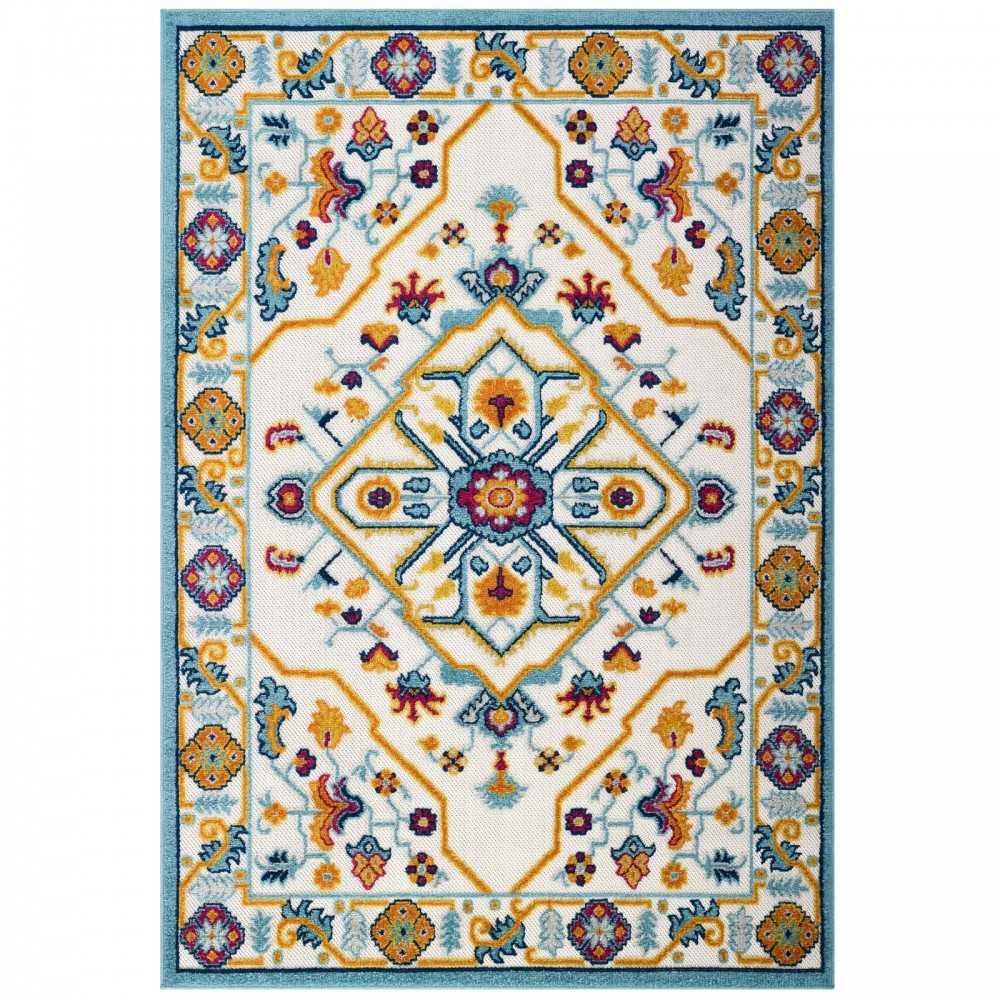 Reflect Freesia Distressed Floral Persian Medallion 8x10 Indoor and Outdoor Area Rug
