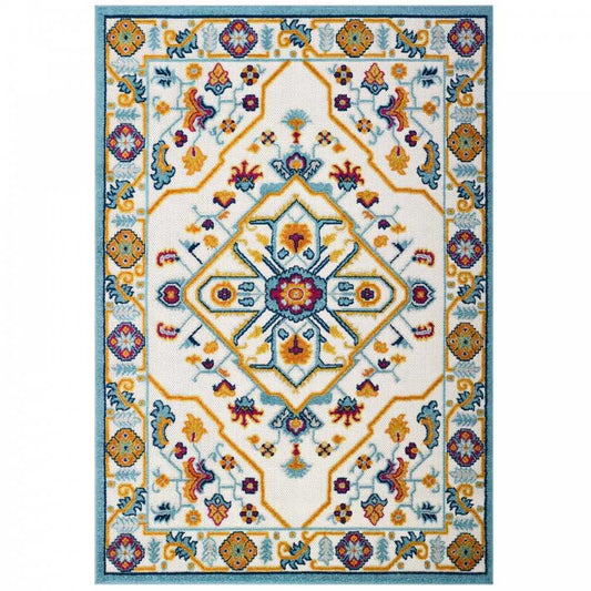Reflect Freesia Distressed Floral Persian Medallion 8x10 Indoor and Outdoor Area Rug