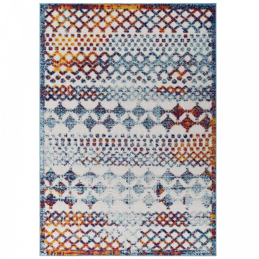 Reflect Giada Abstract Diamond Moroccan Trellis 8x10 Indoor/Outdoor Area Rug, Multicolored