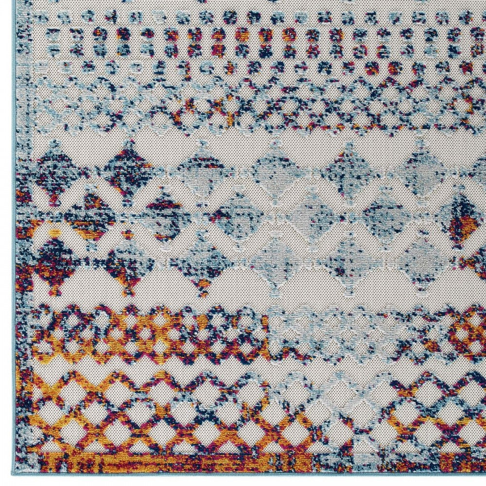 Reflect Giada Abstract Diamond Moroccan Trellis 8x10 Indoor/Outdoor Area Rug, Multicolored