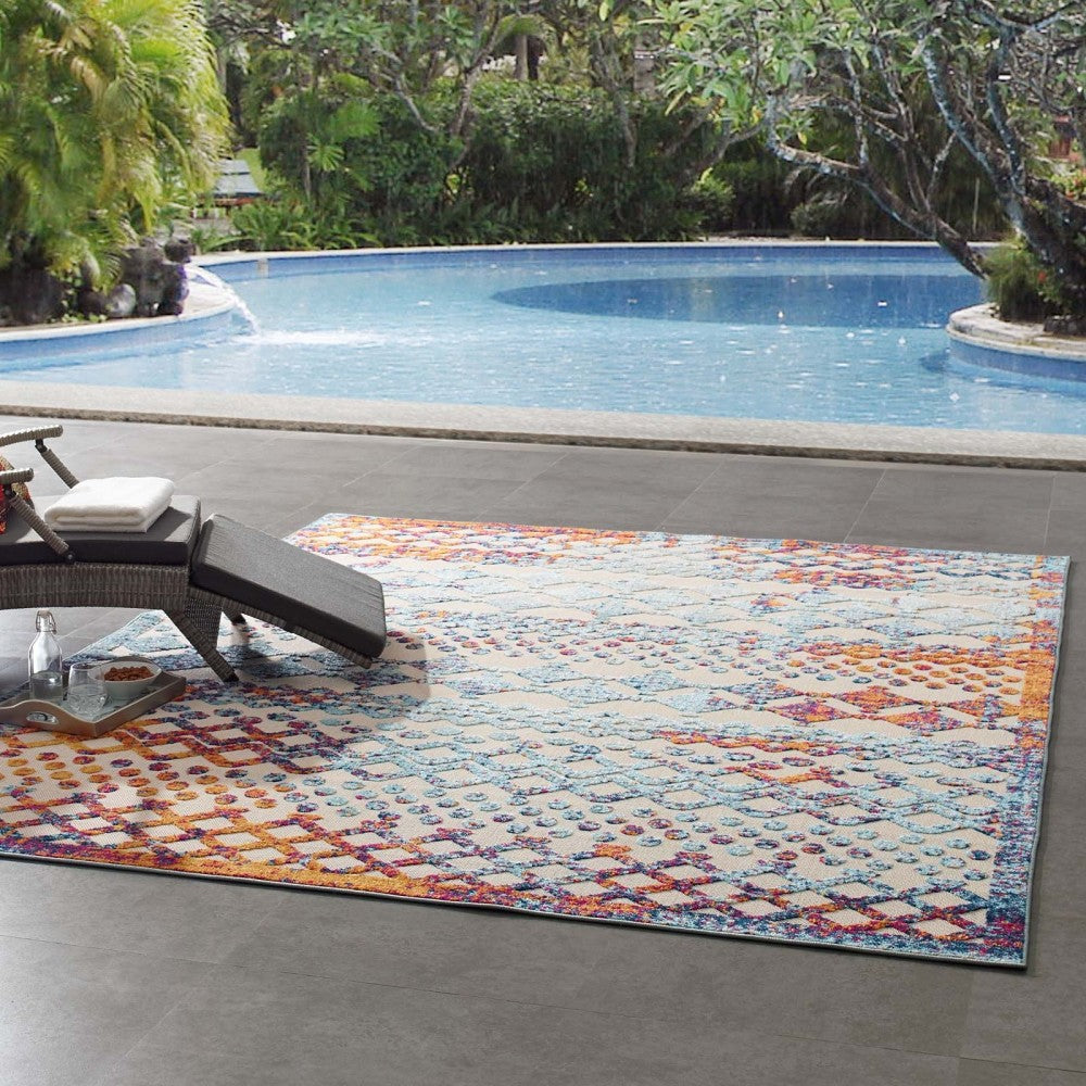 Reflect Giada Abstract Diamond Moroccan Trellis 8x10 Indoor/Outdoor Area Rug, Multicolored
