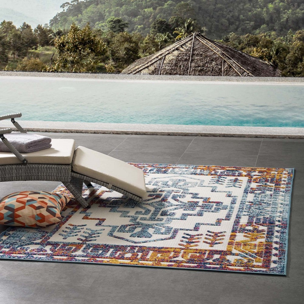 Reflect Nyssa Distressed Geometric Southwestern Aztec 5x8 Indoor/Outdoor Area Rug, Multicolored