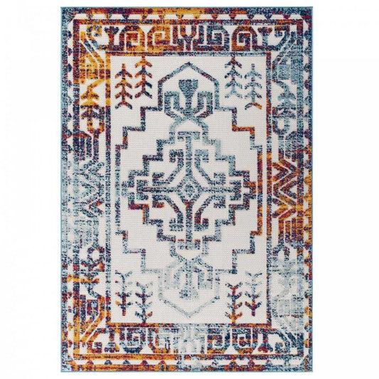 Reflect Nyssa Distressed Geometric Southwestern Aztec 8x10 Indoor/Outdoor Area Rug, Multicolored