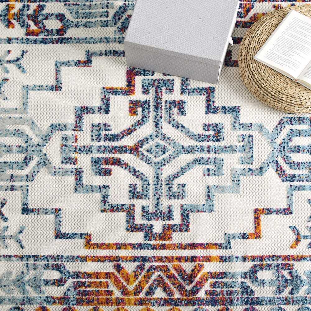 Reflect Nyssa Distressed Geometric Southwestern Aztec 8x10 Indoor/Outdoor Area Rug, Multicolored