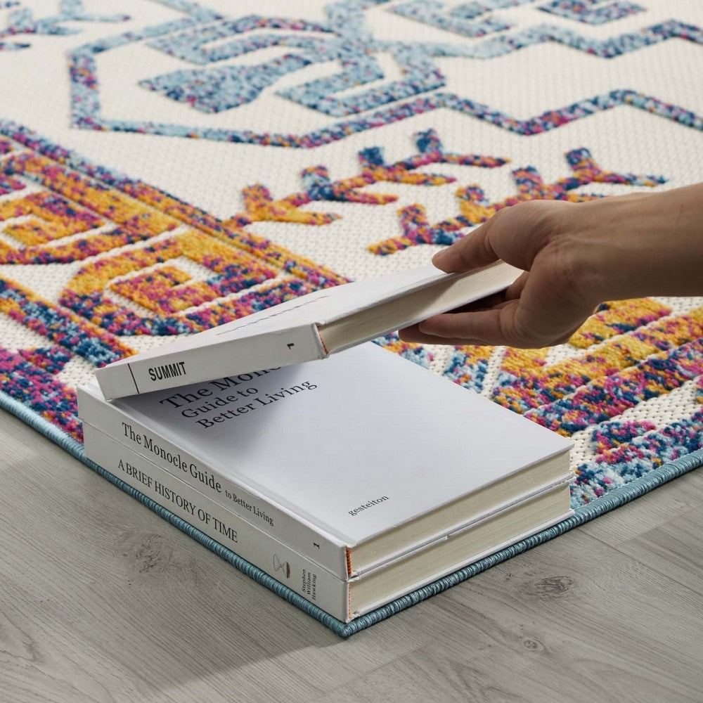 Reflect Nyssa Distressed Geometric Southwestern Aztec 8x10 Indoor/Outdoor Area Rug, Multicolored