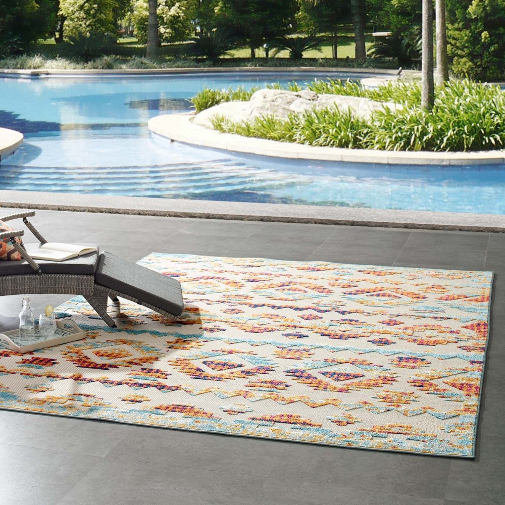 Reflect Takara Abstract Diamond Moroccan Trellis 8x10 Indoor and Outdoor Area Rug, Multicolored