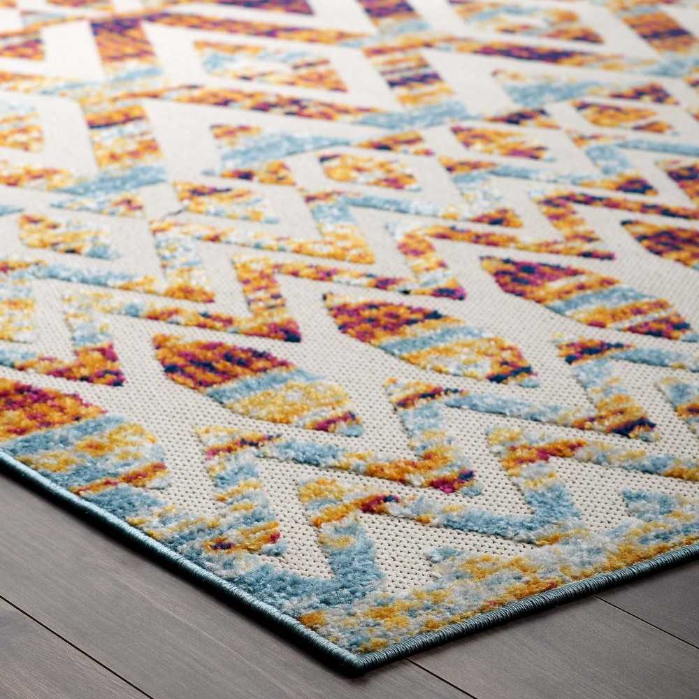 Reflect Tamako Diamond and Chevron Moroccan Trellis 5x8 Indoor / Outdoor Area Rug, Multicolored