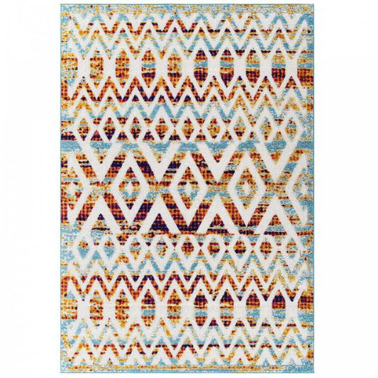 Reflect Tamako Diamond and Chevron Moroccan Trellis 8x10 Indoor / Outdoor Area Rug, Multicolored