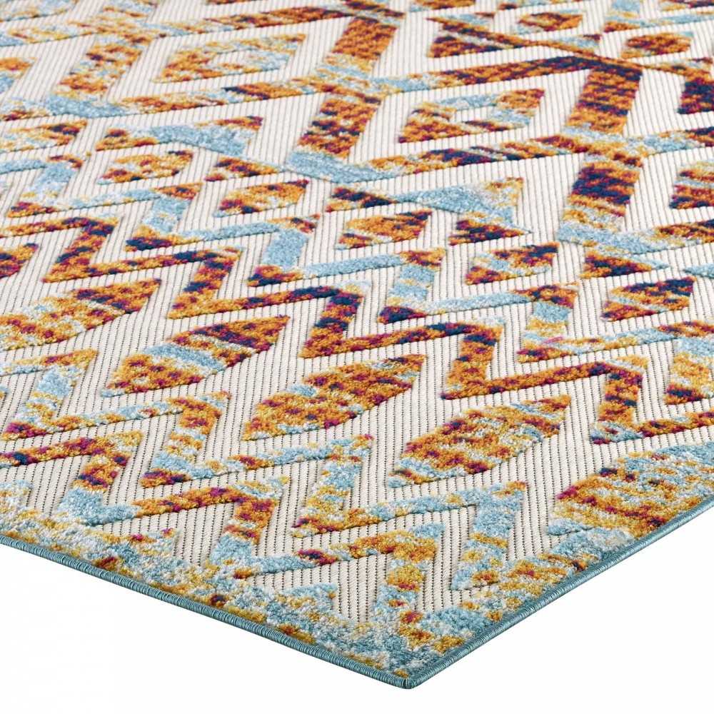 Reflect Tamako Diamond and Chevron Moroccan Trellis 8x10 Indoor / Outdoor Area Rug, Multicolored