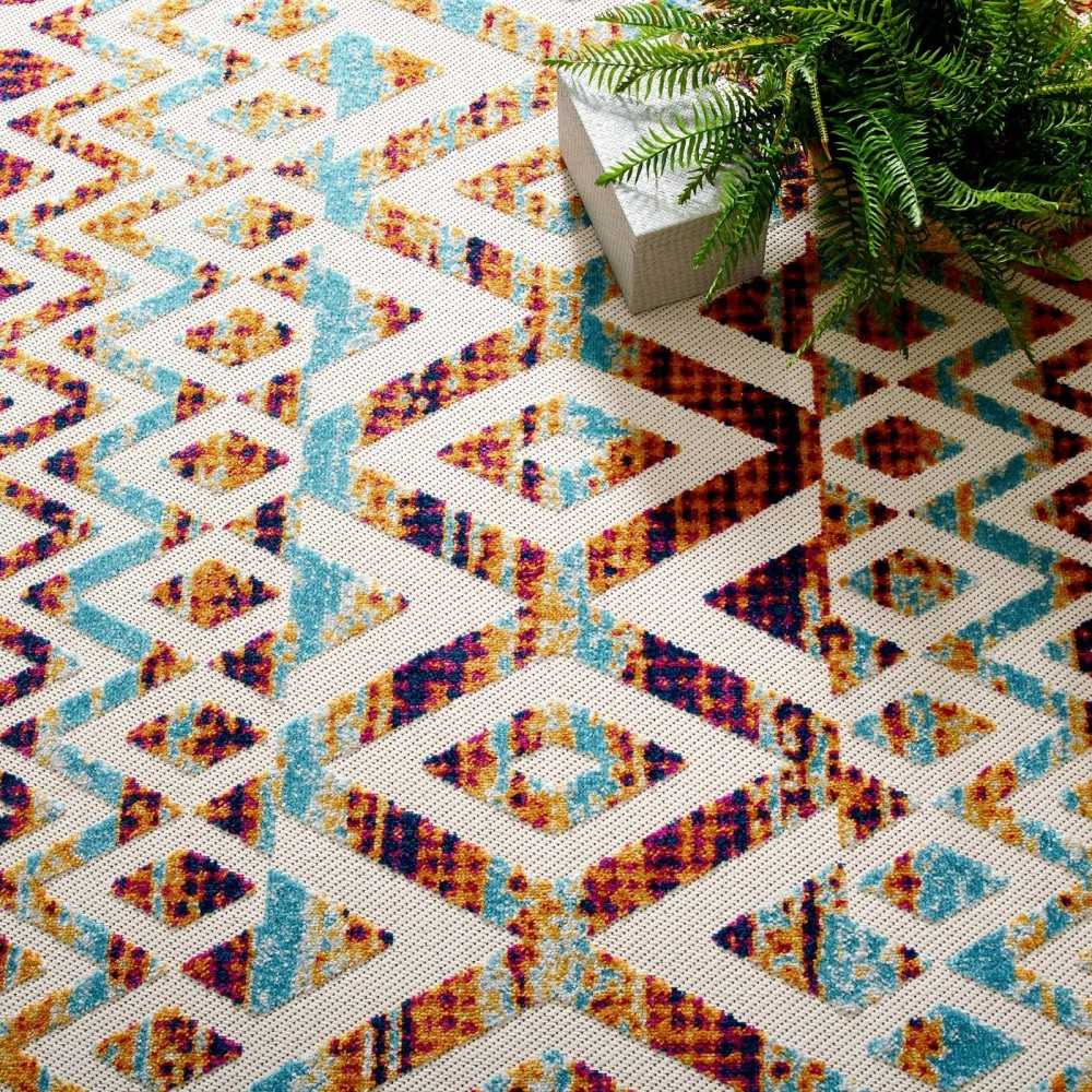 Reflect Tamako Diamond and Chevron Moroccan Trellis 8x10 Indoor / Outdoor Area Rug, Multicolored