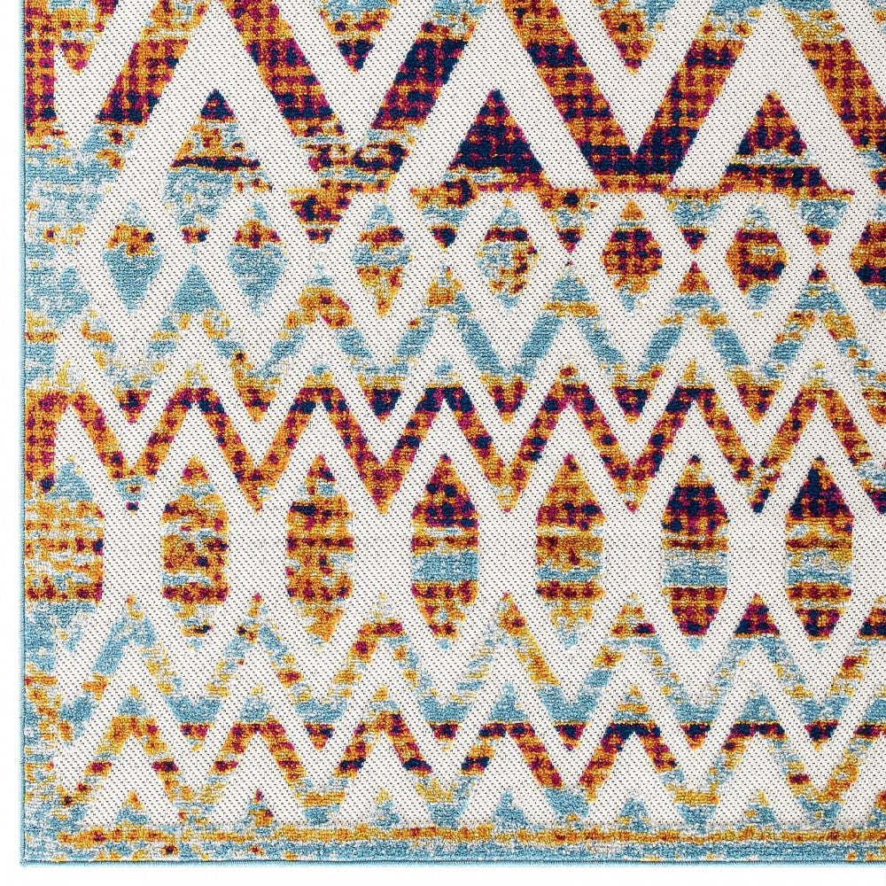 Reflect Tamako Diamond and Chevron Moroccan Trellis 8x10 Indoor / Outdoor Area Rug, Multicolored