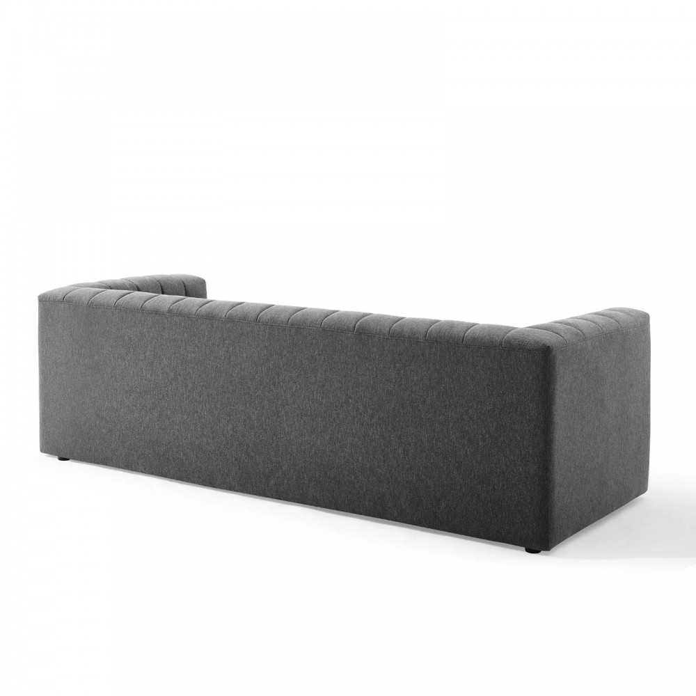 Reflection Channel Tufted Upholstered Fabric Sofa, Charcoal