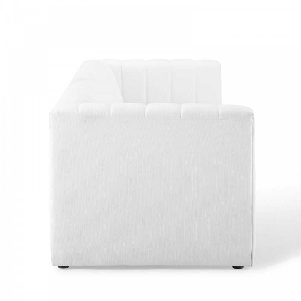 Reflection Channel Tufted Upholstered Fabric Sofa, White