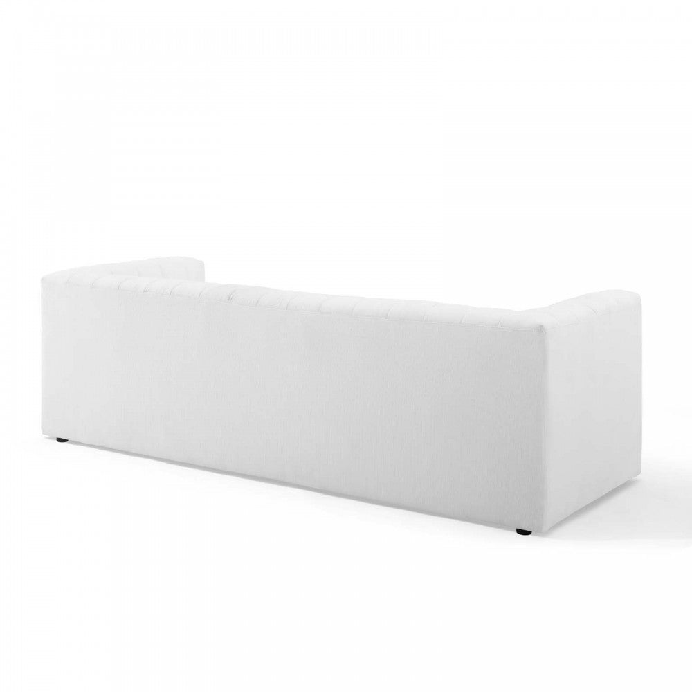 Reflection Channel Tufted Upholstered Fabric Sofa, White