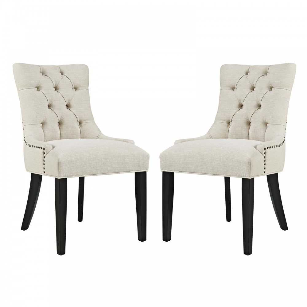 Regent Dining Side Chair Fabric Set of 2, Beige