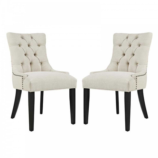 Regent Dining Side Chair Fabric Set of 2, Beige
