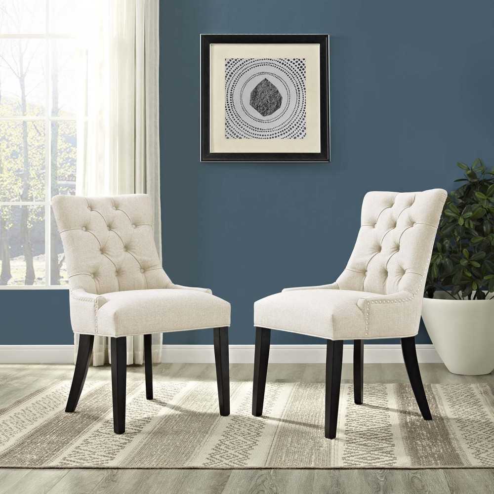 Regent Dining Side Chair Fabric Set of 2, Beige