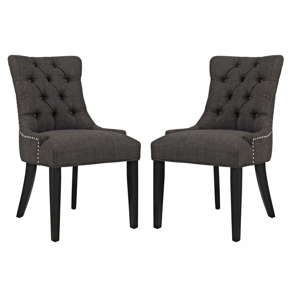 Regent Dining Side Chair Fabric Set of 2, Brown