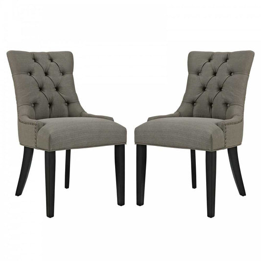 Regent Dining Side Chair Fabric Set of 2, Granite