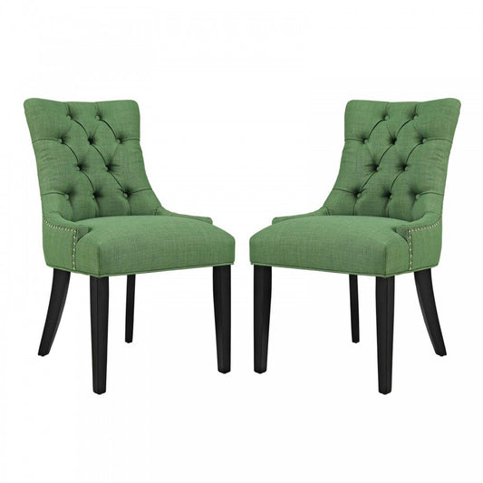 Regent Dining Side Chair Fabric Set of 2, Green