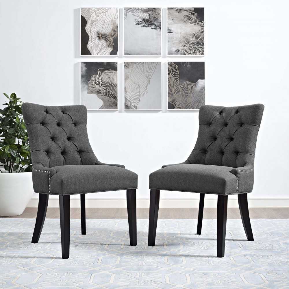 Regent Dining Side Chair Fabric Set of 2, Gray