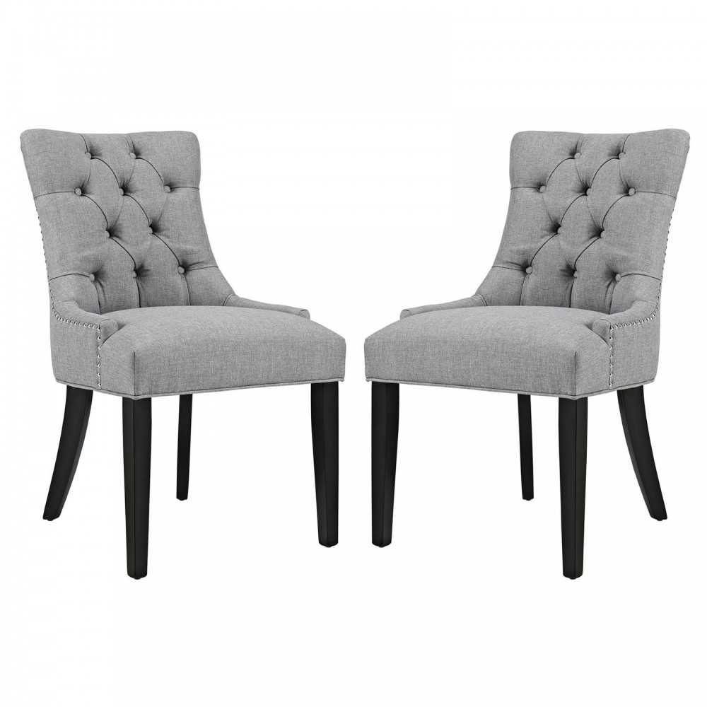 Regent Dining Side Chair Fabric Set of 2, Light Gray