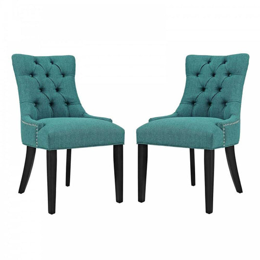 Regent Dining Side Chair Fabric Set of 2, Teal