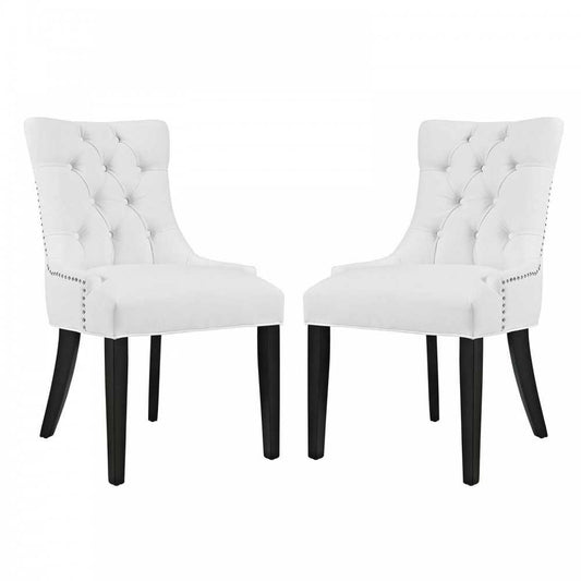 Regent Dining Side Chair Vinyl Set of 2, White