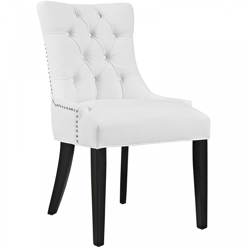 Regent Dining Side Chair Vinyl Set of 2, White