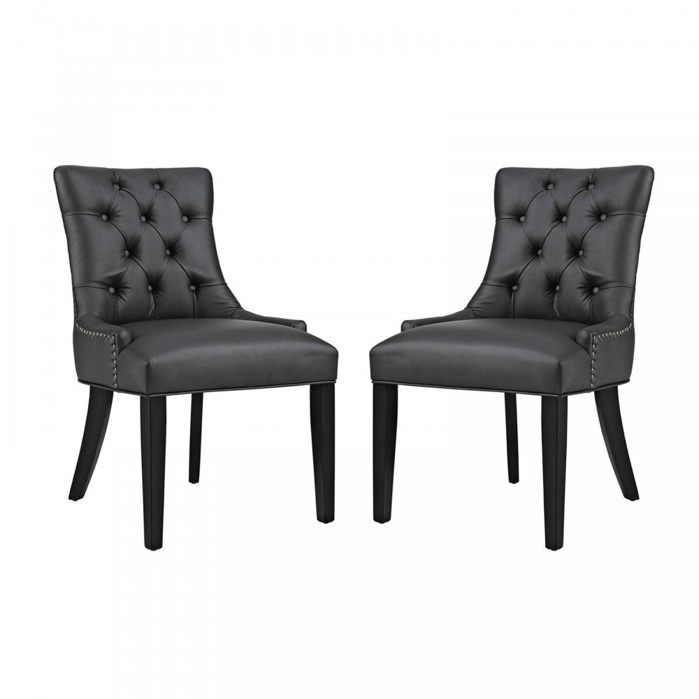 Regent Dining Side Chair Vinyl Set of 2, Black