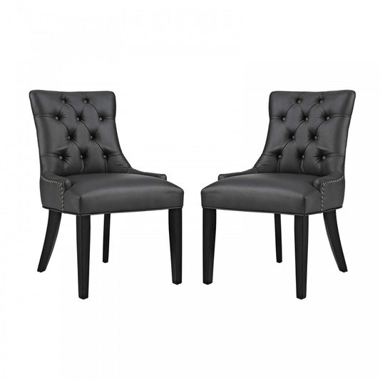 Regent Dining Side Chair Vinyl Set of 2, Black