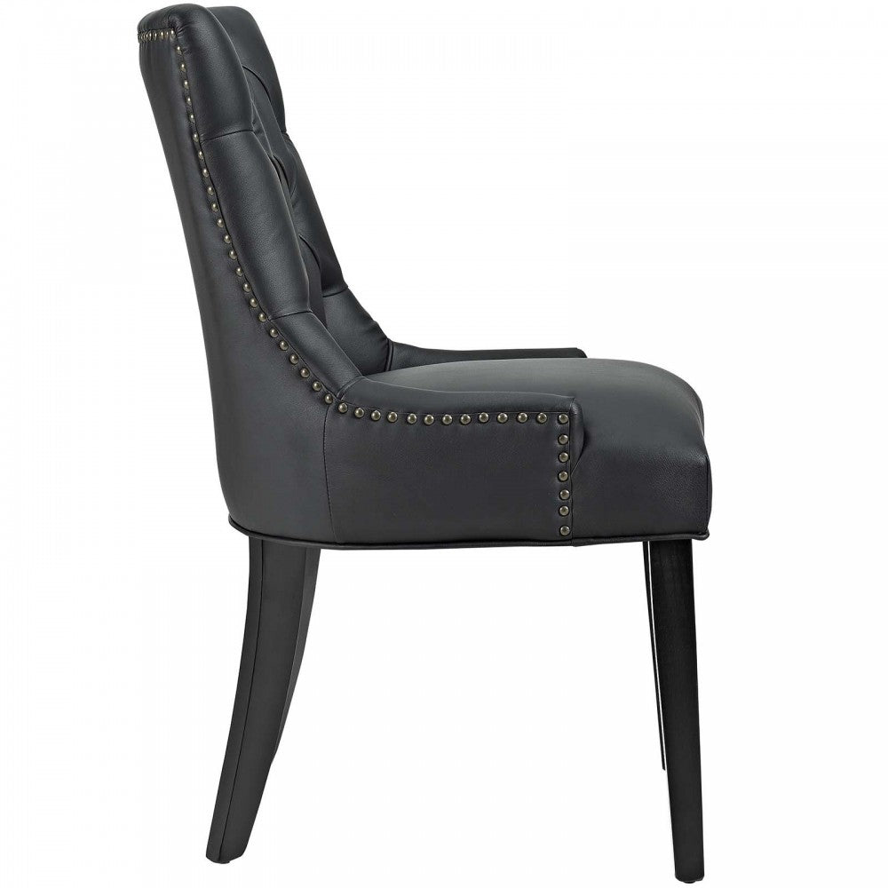Regent Dining Side Chair Vinyl Set of 2, Black