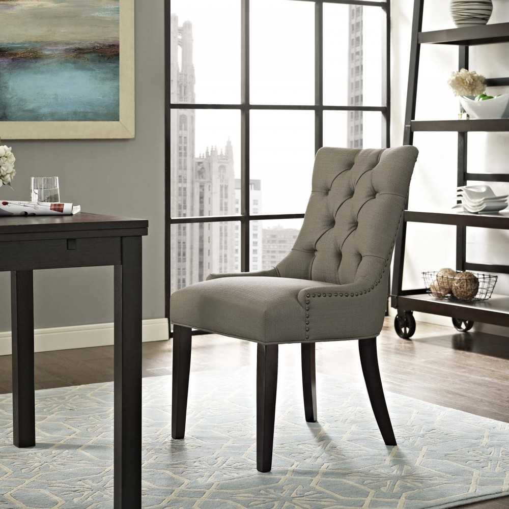 Regent Tufted Fabric Dining Side Chair, Granite