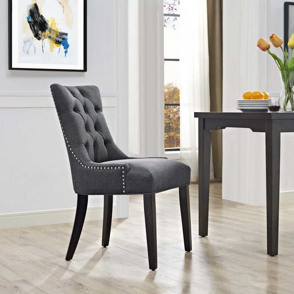 Regent Tufted Fabric Dining Side Chair, Gray
