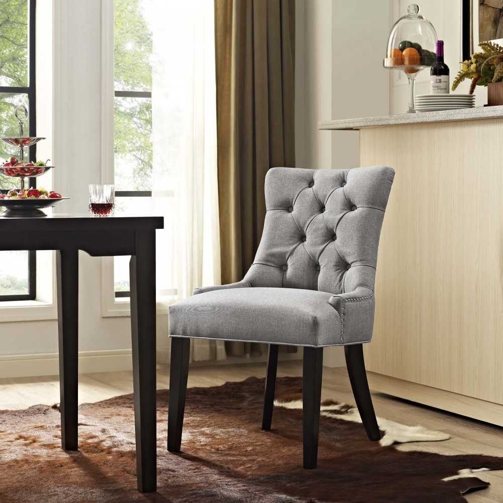 Regent Tufted Fabric Dining Side Chair, Light Gray